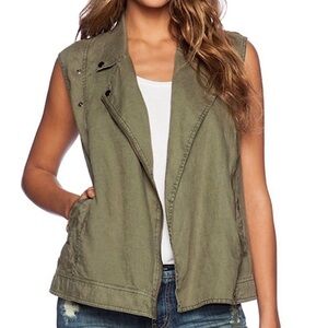 Michael Stars Linen Women's Sleeveless Moto‎ Vest in Green Size XS